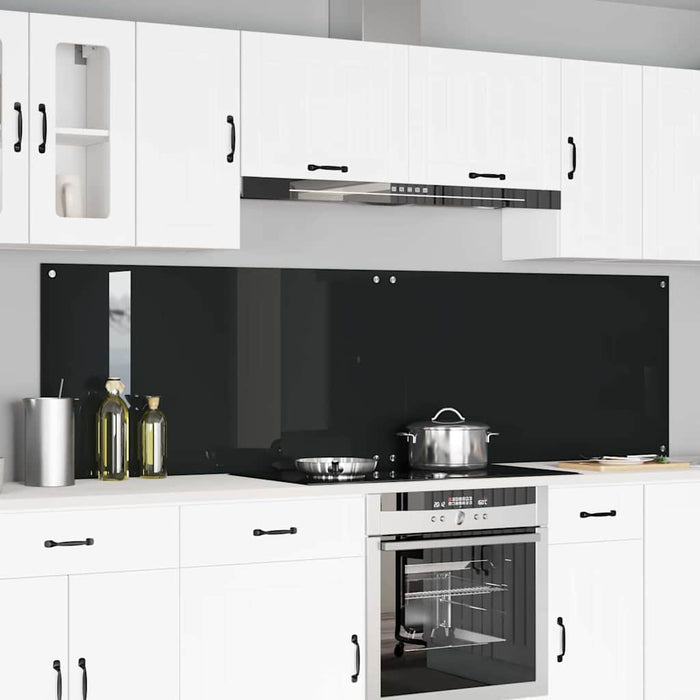 Panou de bucătărie 2 pcs Negru 110 x 60 cm sticlă securizată WALTI