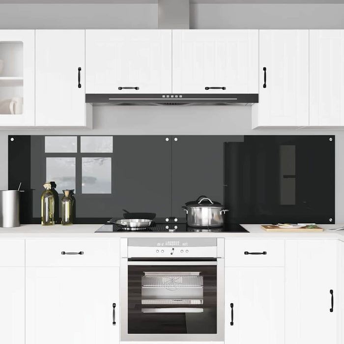 Panou de bucătărie 2 pcs Negru 110 x 60 cm sticlă securizată WALTI