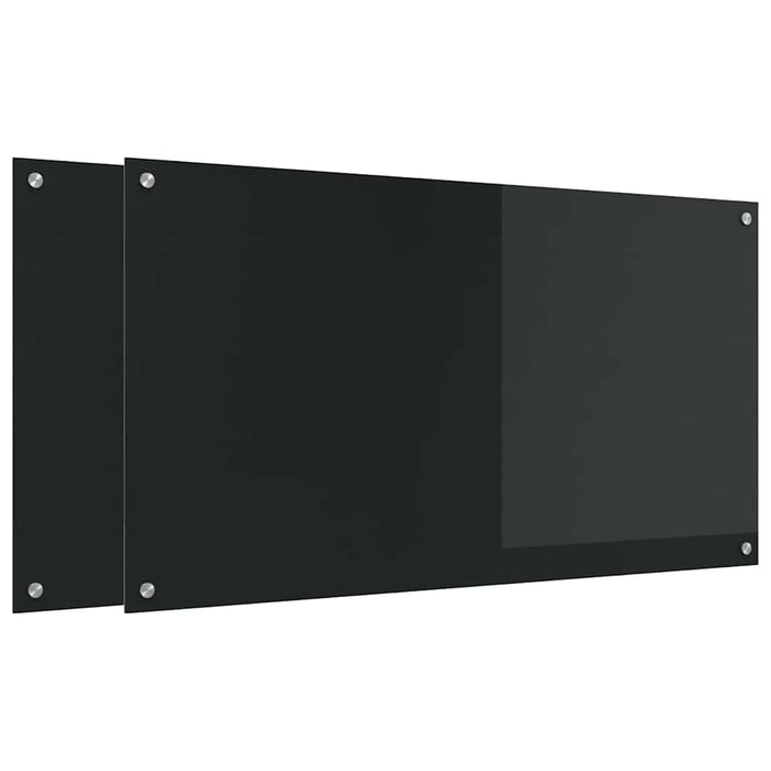 Panou de bucătărie 2 pcs Negru 110 x 60 cm sticlă securizată WALTI