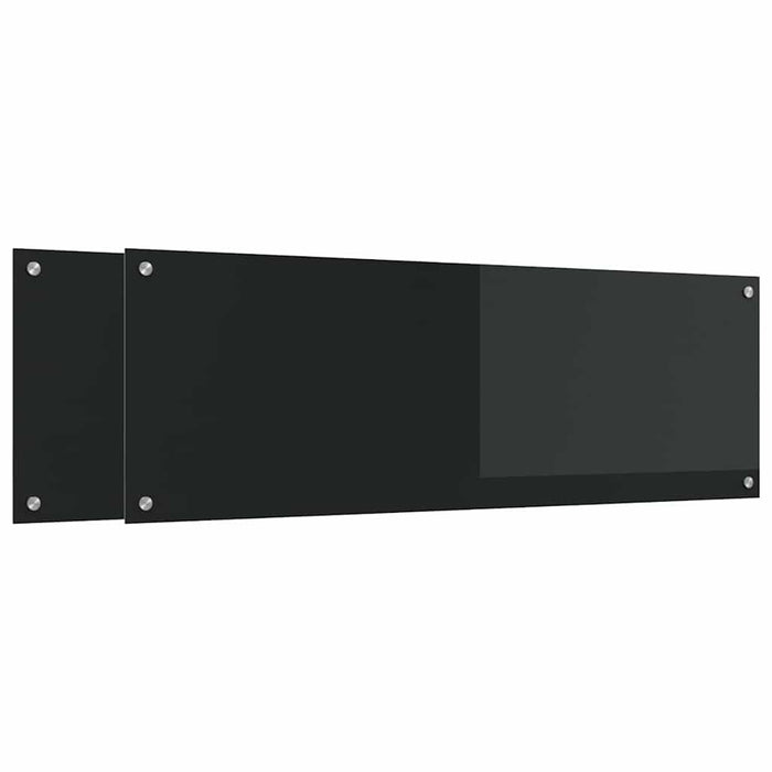 Panou de bucătărie 2 pcs Negru 120 x 40 cm sticlă securizată WALTI