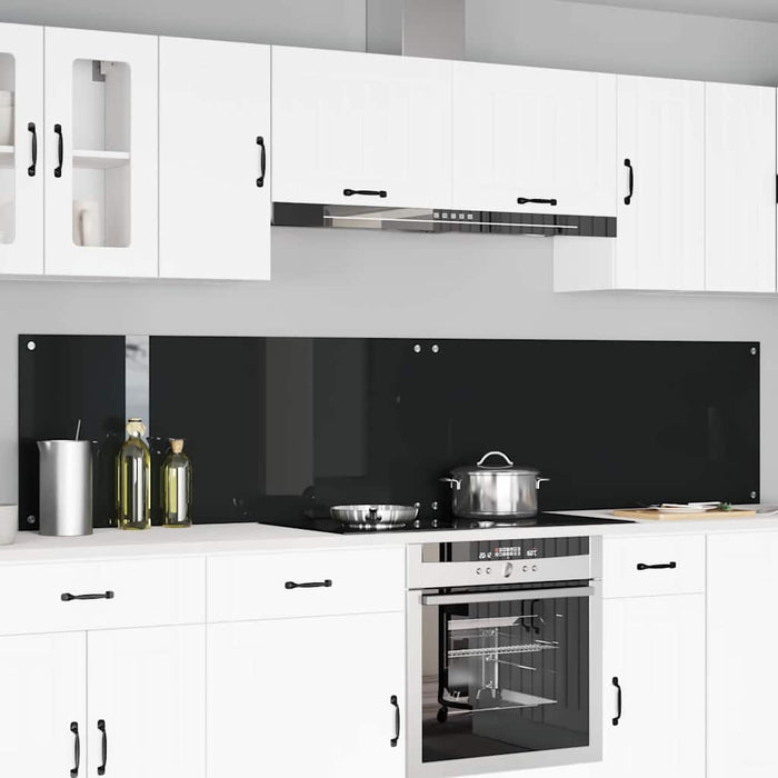 Panou de bucătărie 2 pcs Negru 120 x 50 cm sticlă securizată WALTI