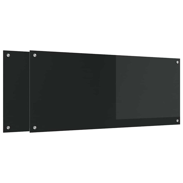Panou de bucătărie 2 pcs Negru 120 x 50 cm sticlă securizată WALTI