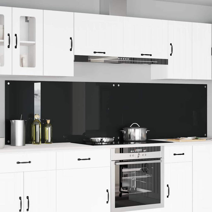 Panou de bucătărie 2 pcs Negru 120 x 60 cm sticlă securizată WALTI