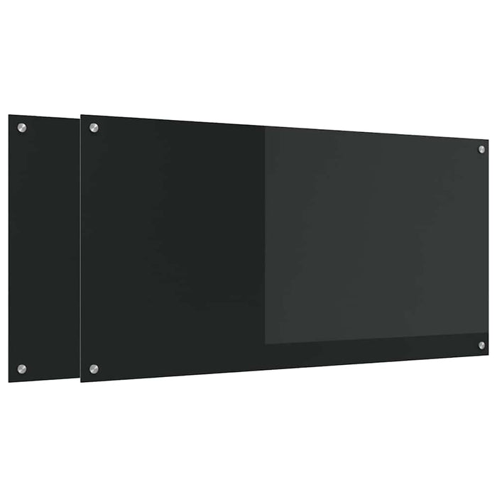 Panou de bucătărie 2 pcs Negru 120 x 60 cm sticlă securizată WALTI