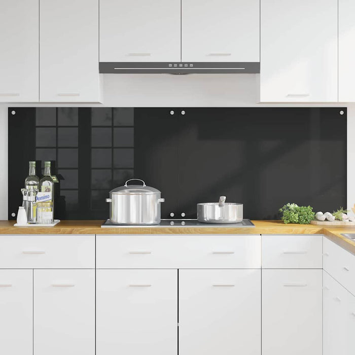 Panou de bucătărie 2 pcs Negru 90 x 60 cm sticlă securizată WALTI