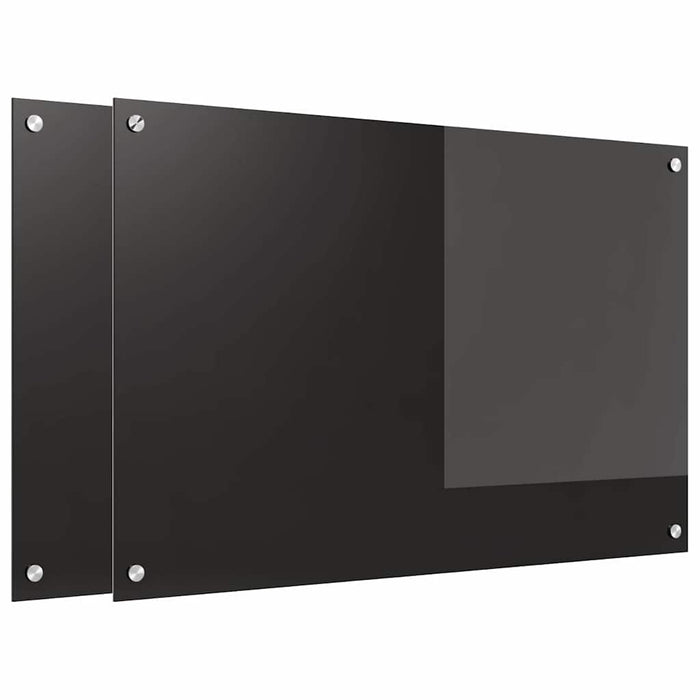 Panou de bucătărie 2 pcs Negru 90 x 60 cm sticlă securizată WALTI
