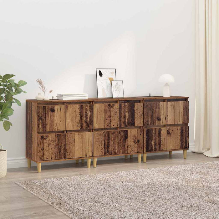 Bufeturi 3 pcs Lemn Vechi 60 x 35 x 70 cm Lemn compozit - WALTI WALTI