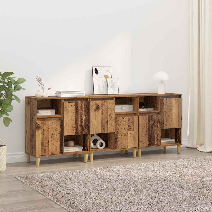Bufeturi 3 pcs Lemn Vechi 60 x 35 x 70 cm Lemn compozit - WALTI WALTI