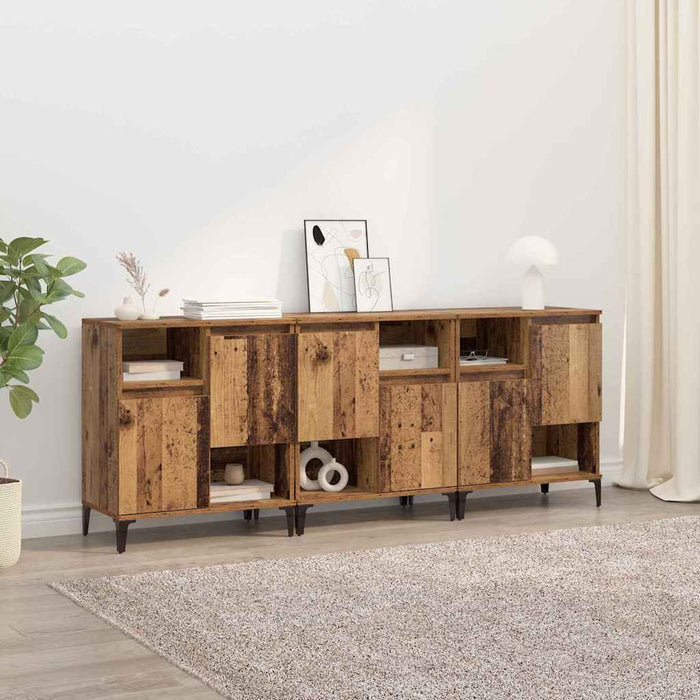 Bufeturi 3 pcs Lemn Vechi 60 x 35 x 70 cm Lemn compozit - WALTI WALTI
