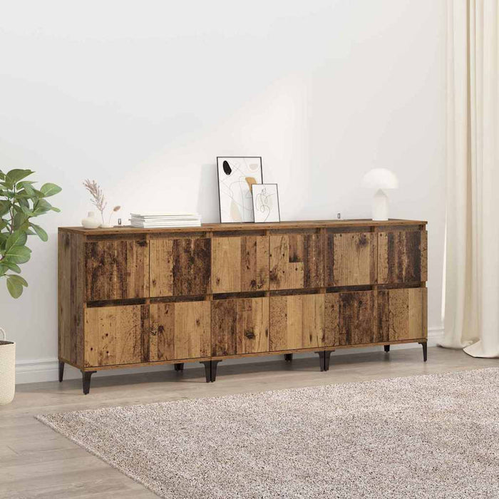 Bufeturi 3 pcs Lemn Vechi 60 x 35 x 70 cm Lemn compozit - WALTI WALTI