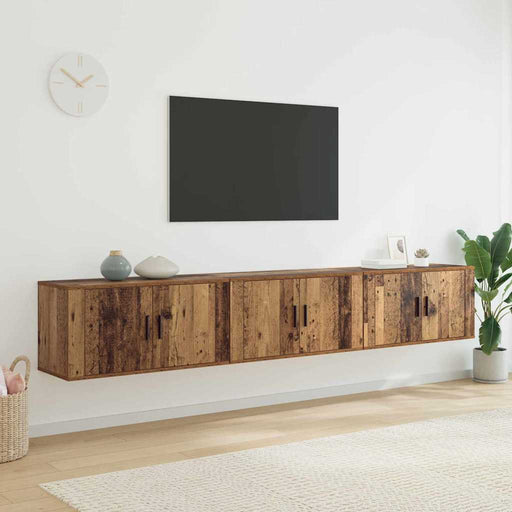 Set Dulap TV montat pe perete Pe perete 3 pcs Lemn Vechi - WALTI WALTI
