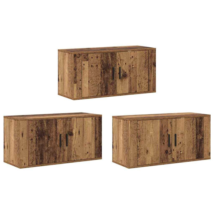 Set Dulap TV montat pe perete Pe perete 3 pcs Lemn Vechi - WALTI WALTI