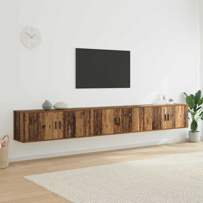 Set Dulap TV montat pe perete Pe perete 3 pcs Lemn Vechi - WALTI WALTI