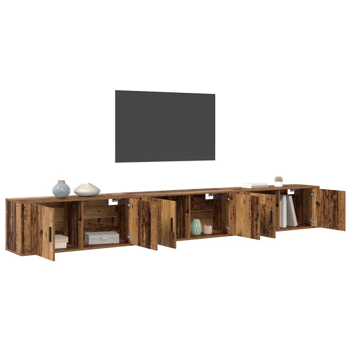 Set Dulap TV montat pe perete Pe perete 3 pcs Lemn Vechi - WALTI WALTI