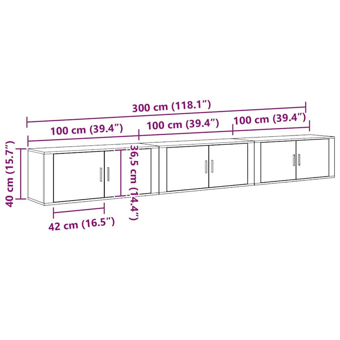 Set Dulap TV montat pe perete Pe perete 3 pcs Lemn Vechi - WALTI WALTI