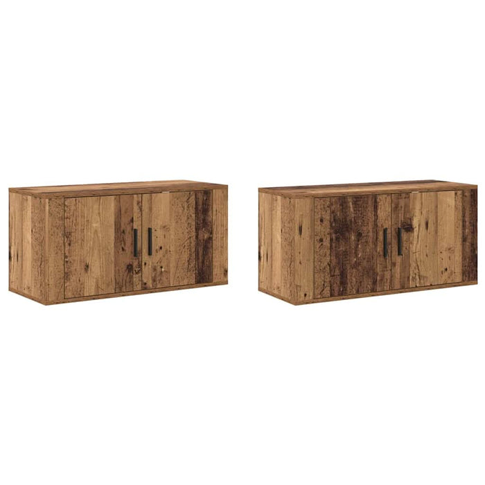 Set Dulap TV montat pe perete Pe perete 2 pcs Lemn Vechi - WALTI WALTI