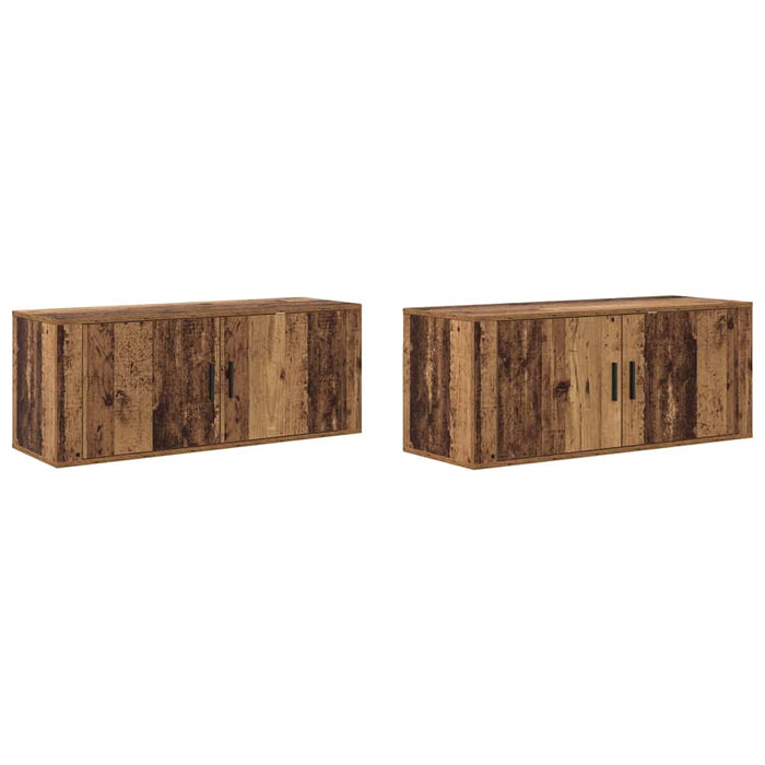 Set Dulap TV montat pe perete Pe perete 2 pcs Lemn Vechi - WALTI WALTI
