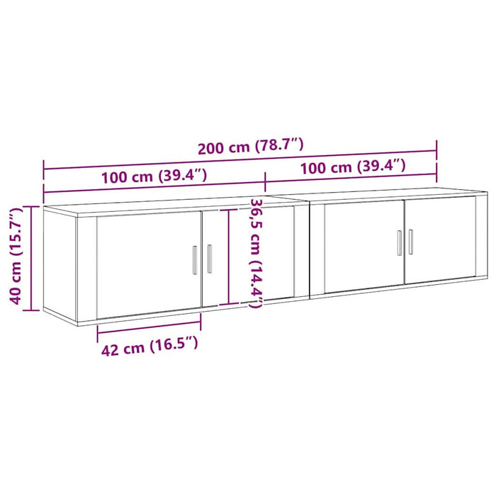 Set Dulap TV montat pe perete Pe perete 2 pcs Lemn Vechi - WALTI WALTI