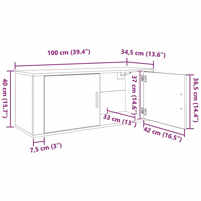 Set Dulap TV montat pe perete Pe perete 2 pcs Lemn Vechi - WALTI WALTI