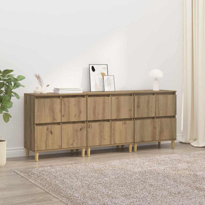 Bufeturi 3 pcs Stejar Artizanal 60 x 35 x 70 cm Lemn compozit - WALTI WALTI