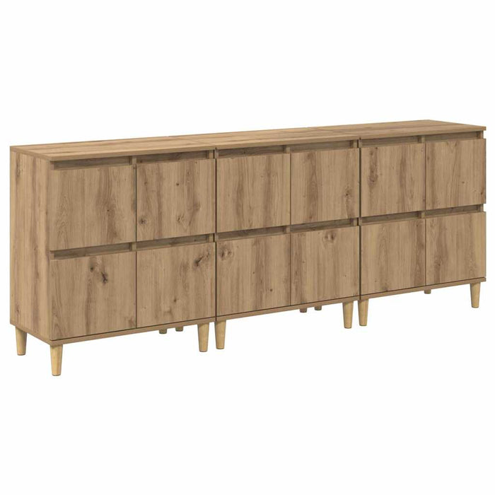 Bufeturi 3 pcs Stejar Artizanal 60 x 35 x 70 cm Lemn compozit - WALTI WALTI