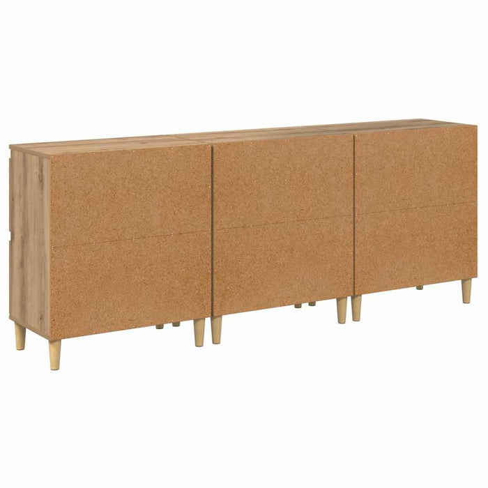 Bufeturi 3 pcs Stejar Artizanal 60 x 35 x 70 cm Lemn compozit - WALTI WALTI
