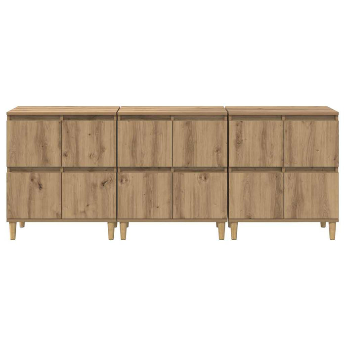 Bufeturi 3 pcs Stejar Artizanal 60 x 35 x 70 cm Lemn compozit - WALTI WALTI