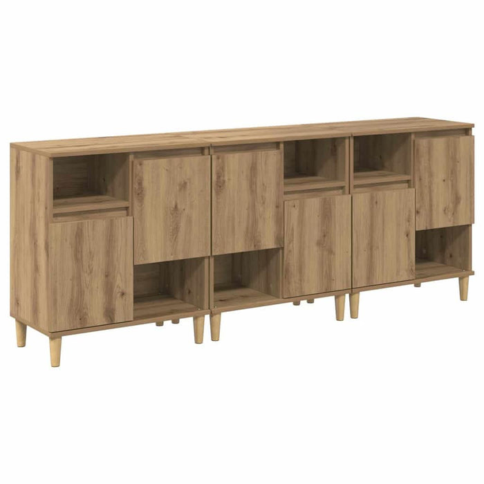 Bufeturi 3 pcs Stejar Artizanal 60 x 35 x 70 cm Lemn compozit - WALTI WALTI