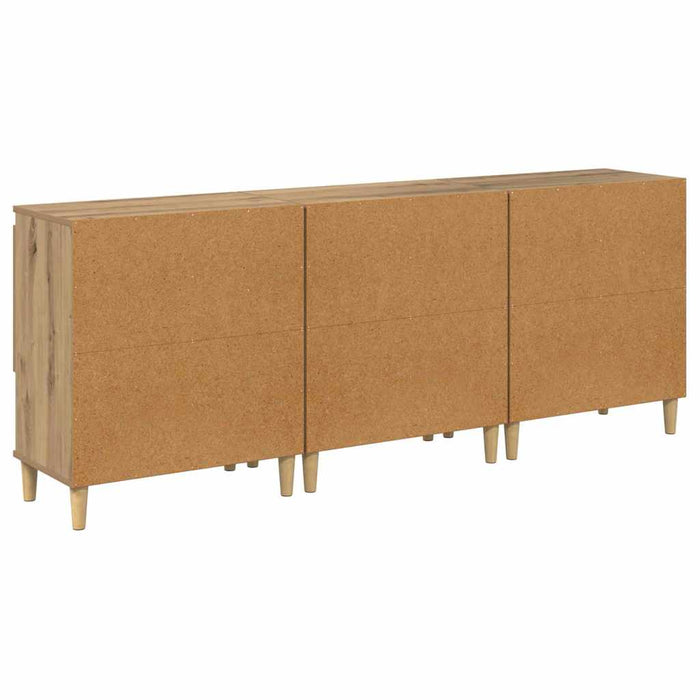 Bufeturi 3 pcs Stejar Artizanal 60 x 35 x 70 cm Lemn compozit - WALTI WALTI