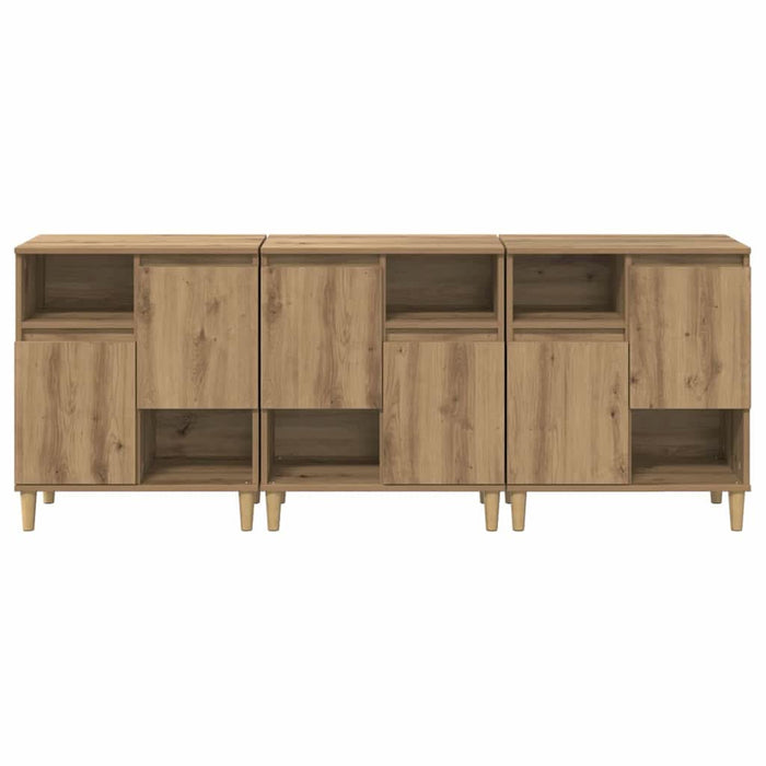 Bufeturi 3 pcs Stejar Artizanal 60 x 35 x 70 cm Lemn compozit - WALTI WALTI