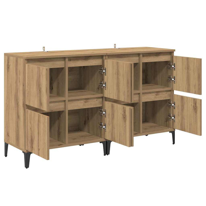 Bufeturi 2 pcs Stejar Artizanal 60 x 35 x 70 cm Lemn compozit - WALTI WALTI