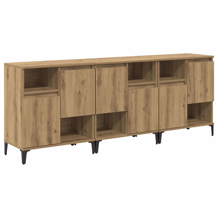 Bufeturi 3 pcs Stejar Artizanal 60 x 35 x 70 cm Lemn compozit - WALTI WALTI