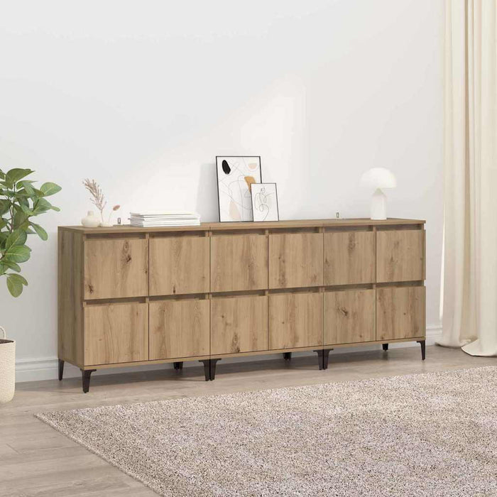 Bufeturi 3 pcs Stejar Artizanal 60 x 35 x 70 cm Lemn compozit - WALTI WALTI