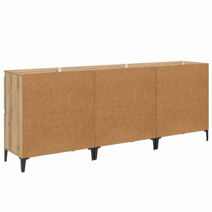 Bufeturi 3 pcs Stejar Artizanal 60 x 35 x 70 cm Lemn compozit - WALTI WALTI