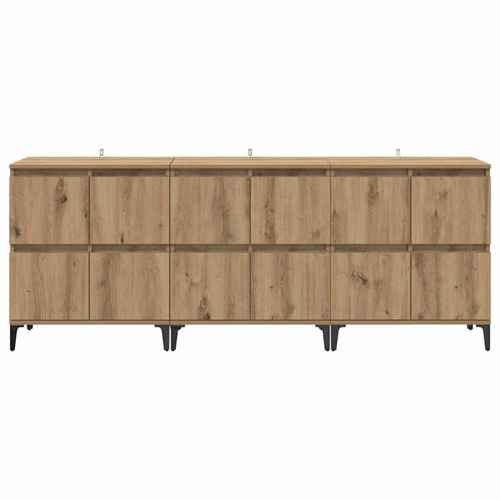 Bufeturi 3 pcs Stejar Artizanal 60 x 35 x 70 cm Lemn compozit - WALTI WALTI