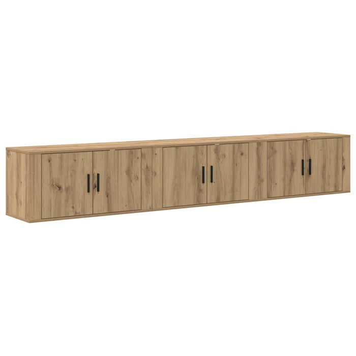 Set Dulap TV montat pe perete Pe perete 3 pcs Stejar Artizanal - WALTI WALTI