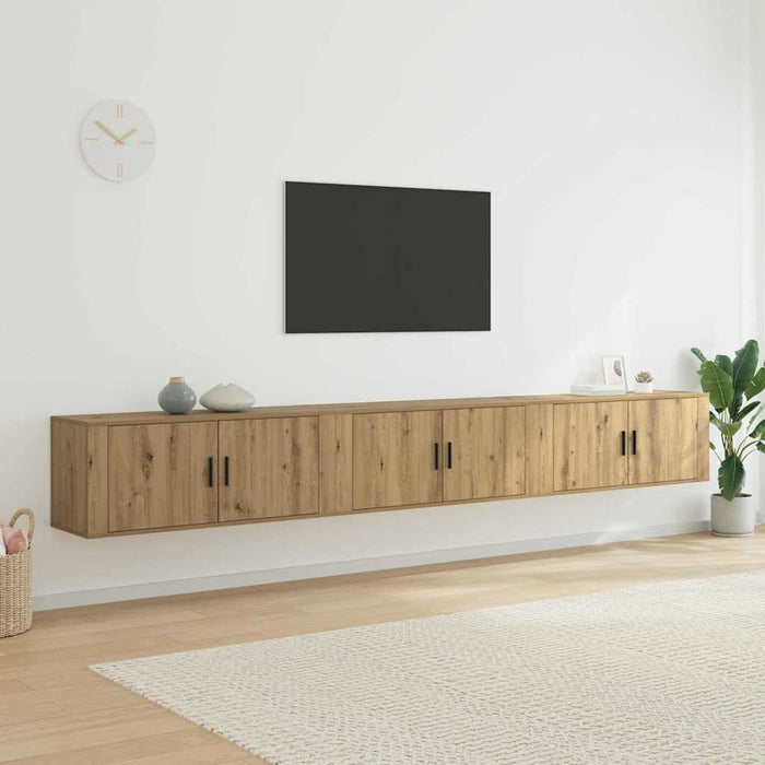 Set Dulap TV montat pe perete Pe perete 3 pcs Stejar Artizanal - WALTI WALTI