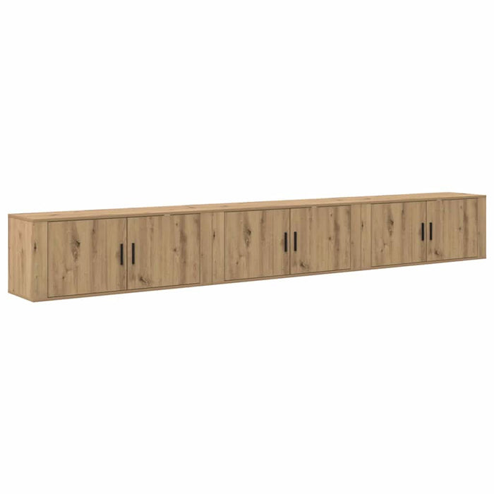 Set Dulap TV montat pe perete Pe perete 3 pcs Stejar Artizanal - WALTI WALTI