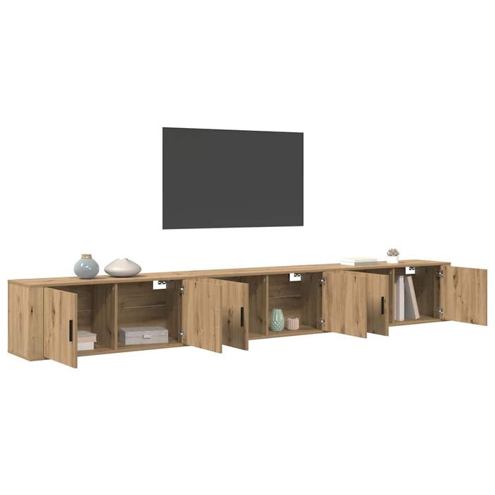 Set Dulap TV montat pe perete Pe perete 3 pcs Stejar Artizanal - WALTI WALTI