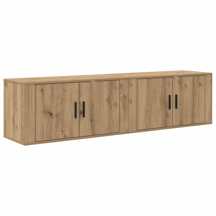 Set Dulap TV montat pe perete Pe perete 2 pcs Stejar Artizanal - WALTI WALTI