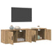 Set Dulap TV montat pe perete Pe perete 2 pcs Stejar Artizanal - WALTI WALTI