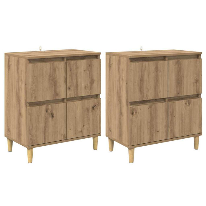 Bufeturi 2 pcs Stejar Artizanal 60 x 35 x 70 cm Lemn compozit - WALTI WALTI