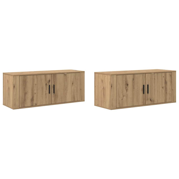 Set Dulap TV montat pe perete Pe perete 2 pcs Stejar Artizanal - WALTI WALTI