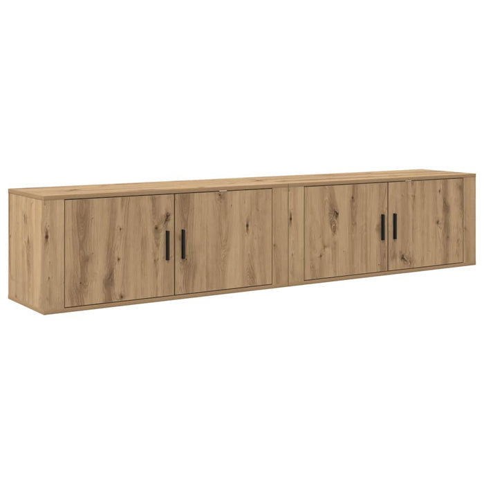 Set Dulap TV montat pe perete Pe perete 2 pcs Stejar Artizanal - WALTI WALTI
