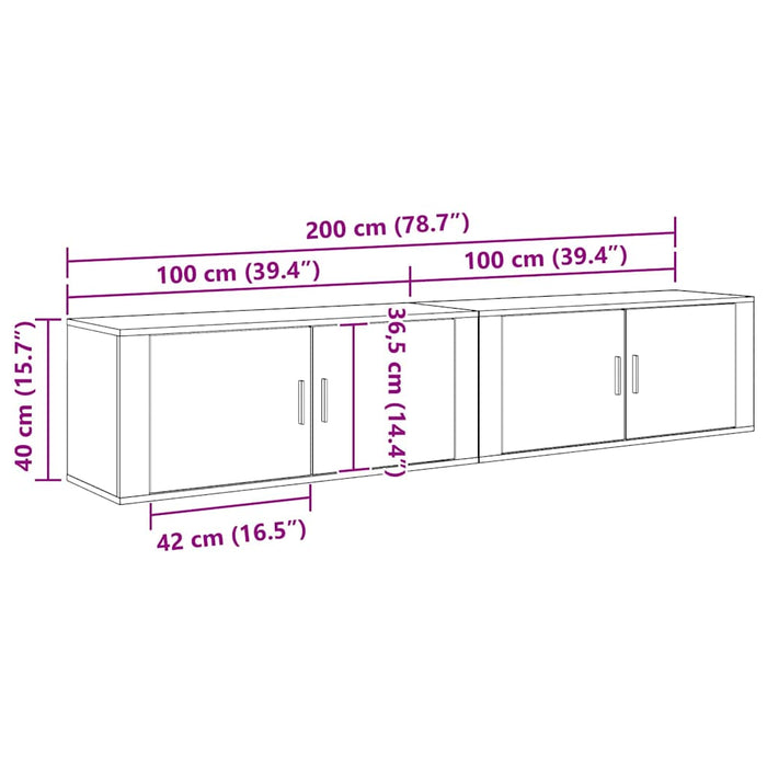 Set Dulap TV montat pe perete Pe perete 2 pcs Stejar Artizanal - WALTI WALTI