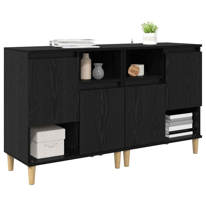 Bufeturi 2 pcs Stejar Negru 60 x 35 x 70 cm Lemn compozit - WALTI WALTI
