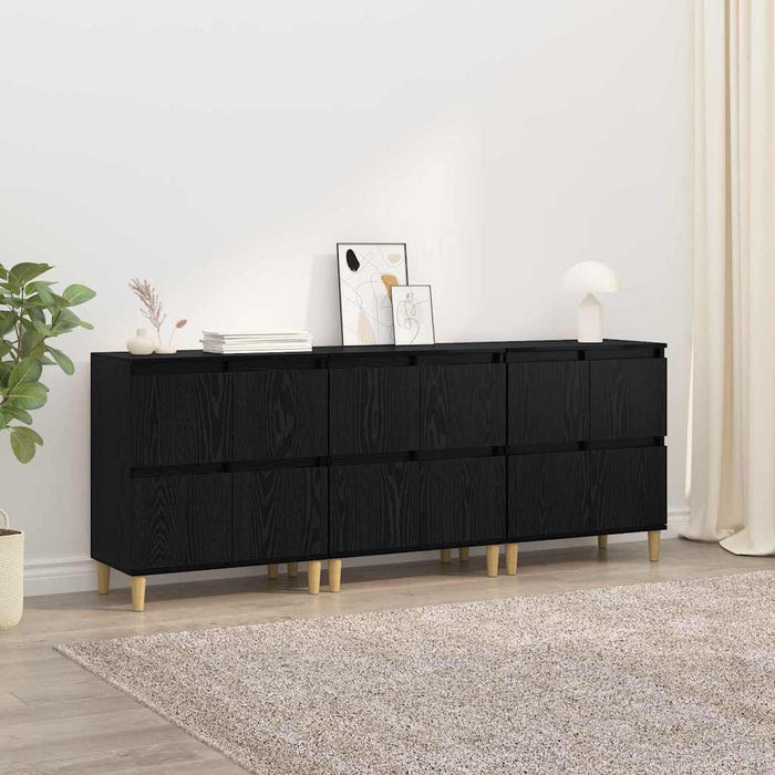 Bufeturi 3 pcs Stejar Negru 60 x 35 x 70 cm Lemn compozit - WALTI WALTI
