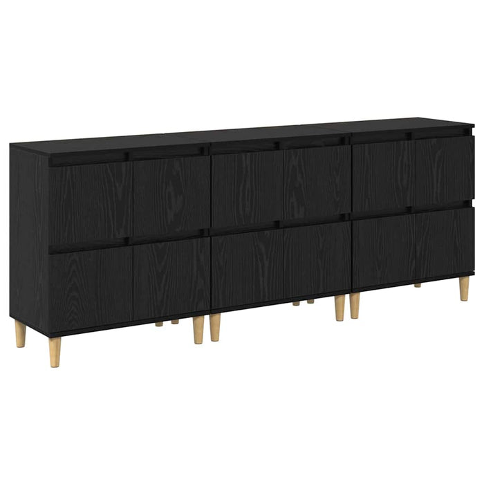 Bufeturi 3 pcs Stejar Negru 60 x 35 x 70 cm Lemn compozit - WALTI WALTI