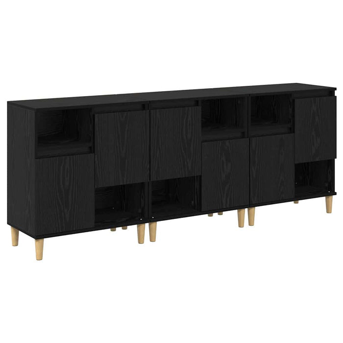 Bufeturi 3 pcs Stejar Negru 60 x 35 x 70 cm Lemn compozit - WALTI WALTI
