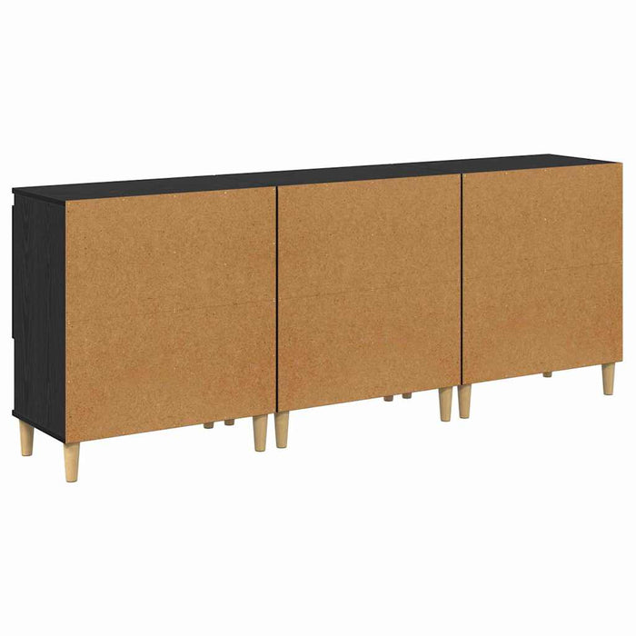 Bufeturi 3 pcs Stejar Negru 60 x 35 x 70 cm Lemn compozit - WALTI WALTI